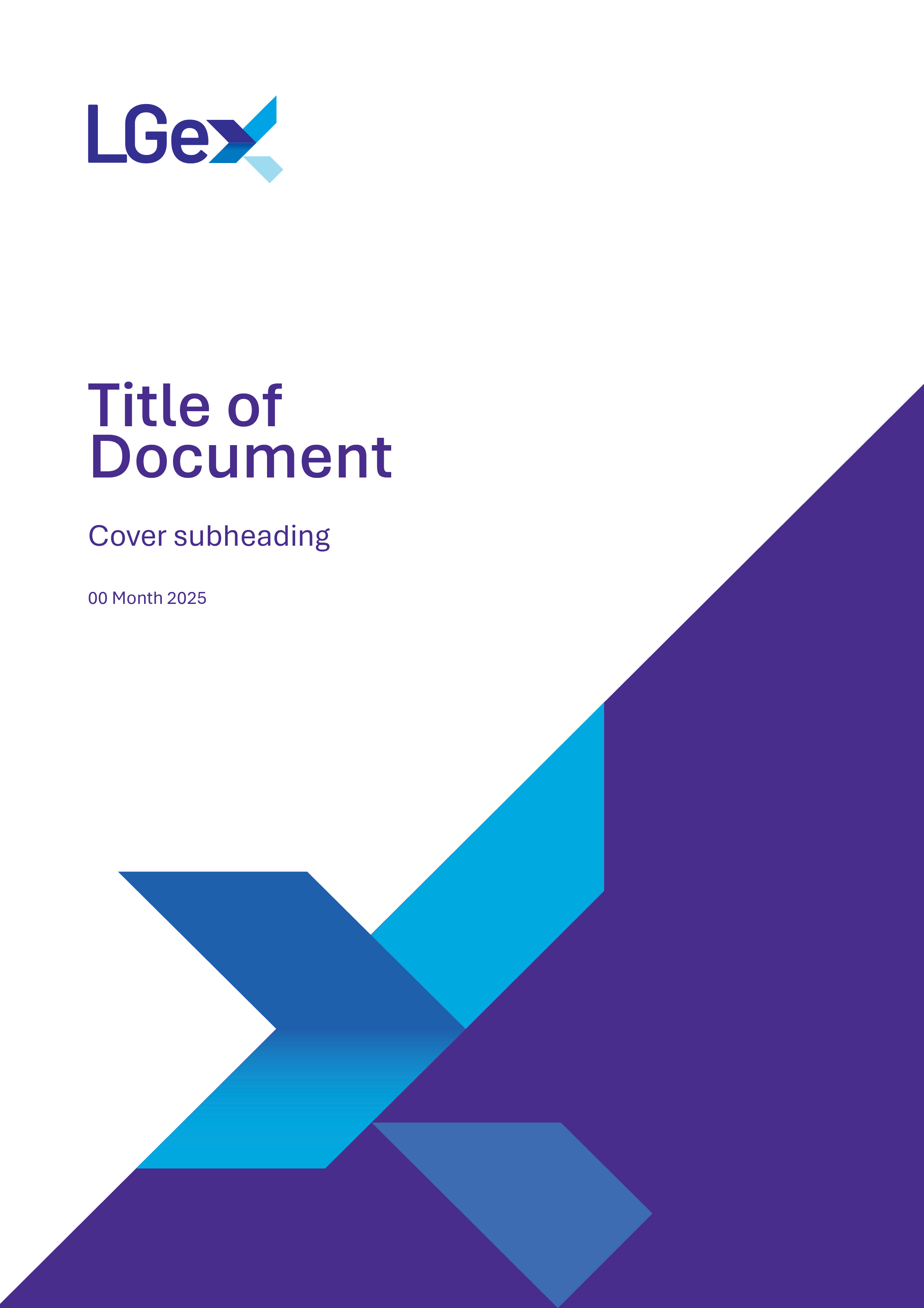 Local Government Experts - Word A4 Long Report cover with x graphic in bottom left corner and logo top left corner.