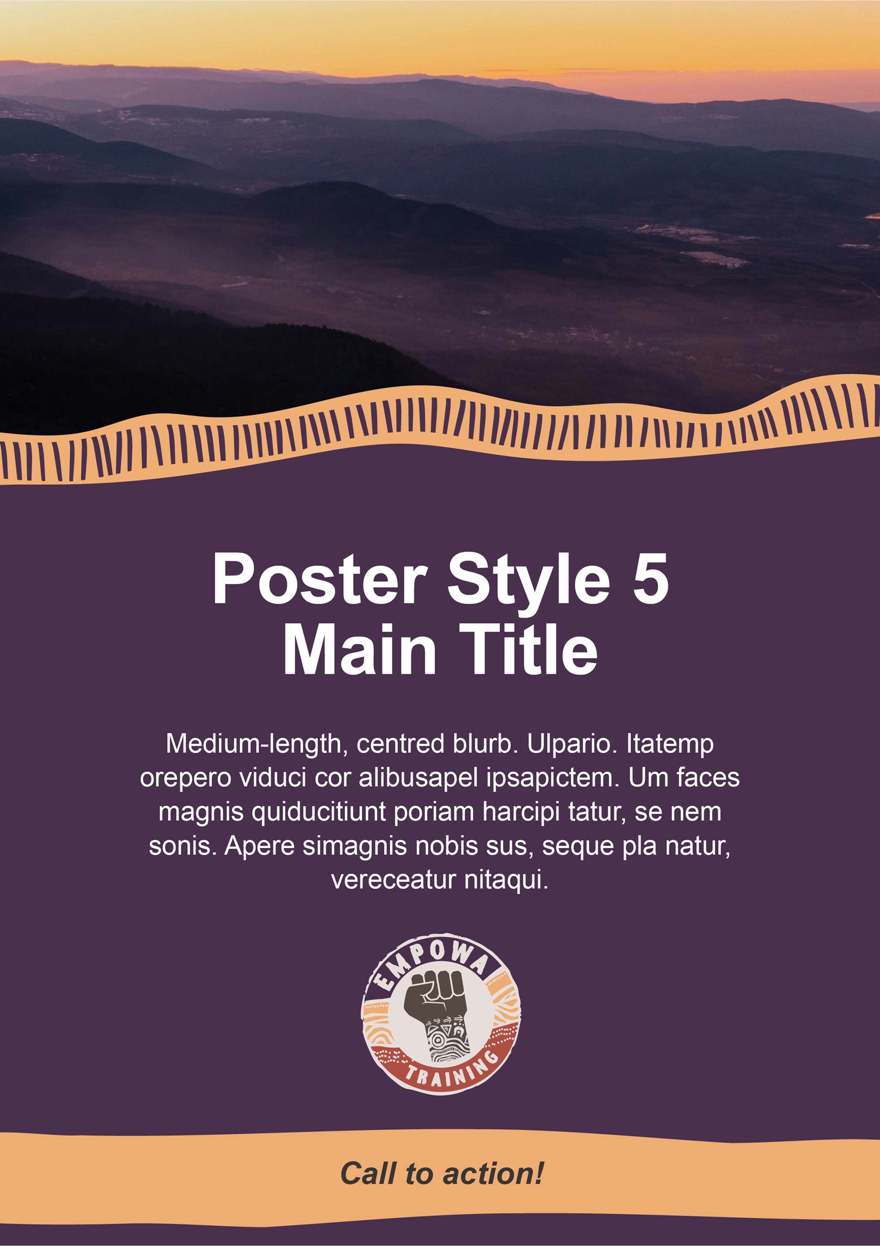 IUIH poster - PowerPoint template - with Indigenous graphics, heading, text and call to action.