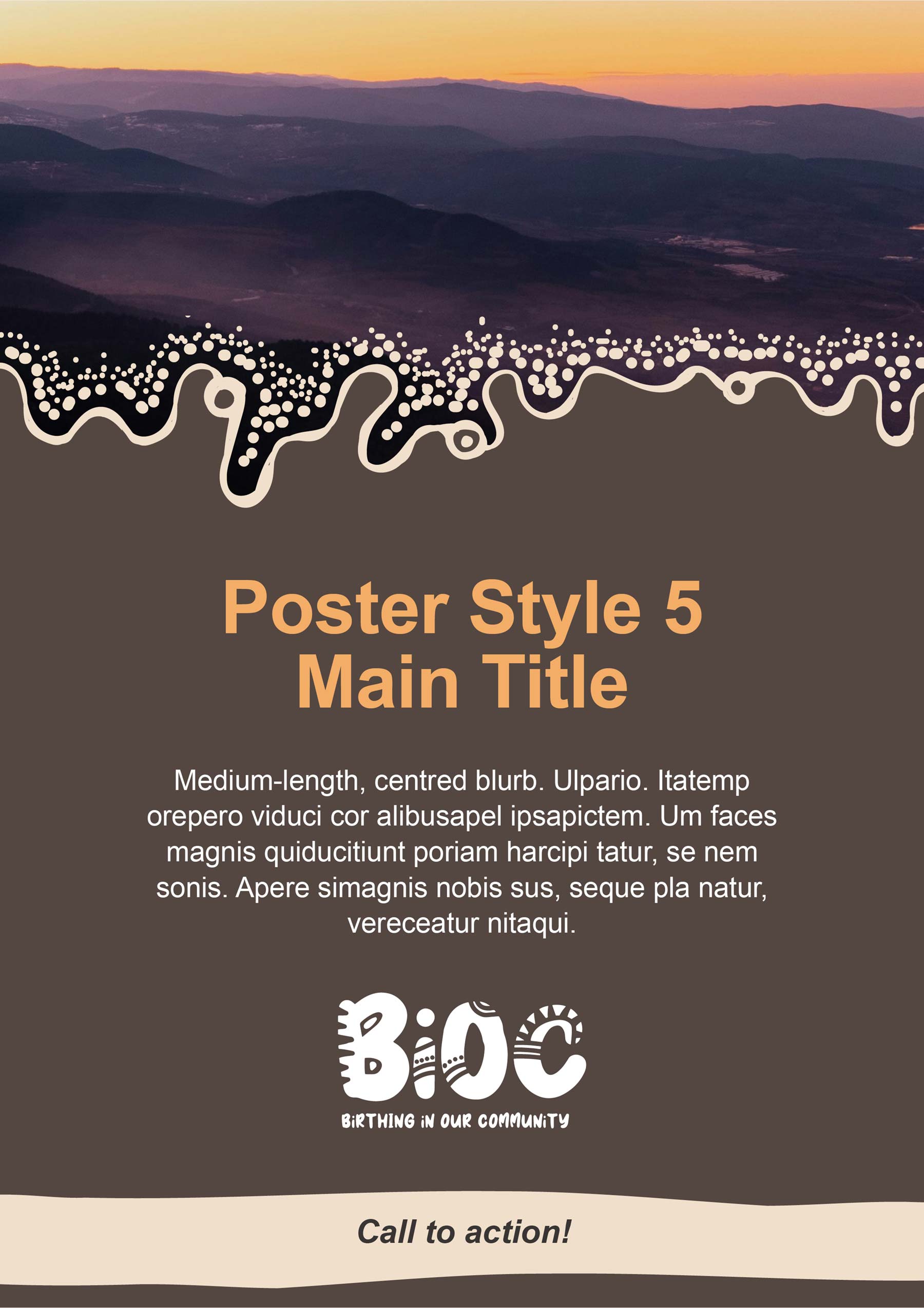 IUIH poster - PowerPoint template - with Indigenous graphics, heading, text and call to action.