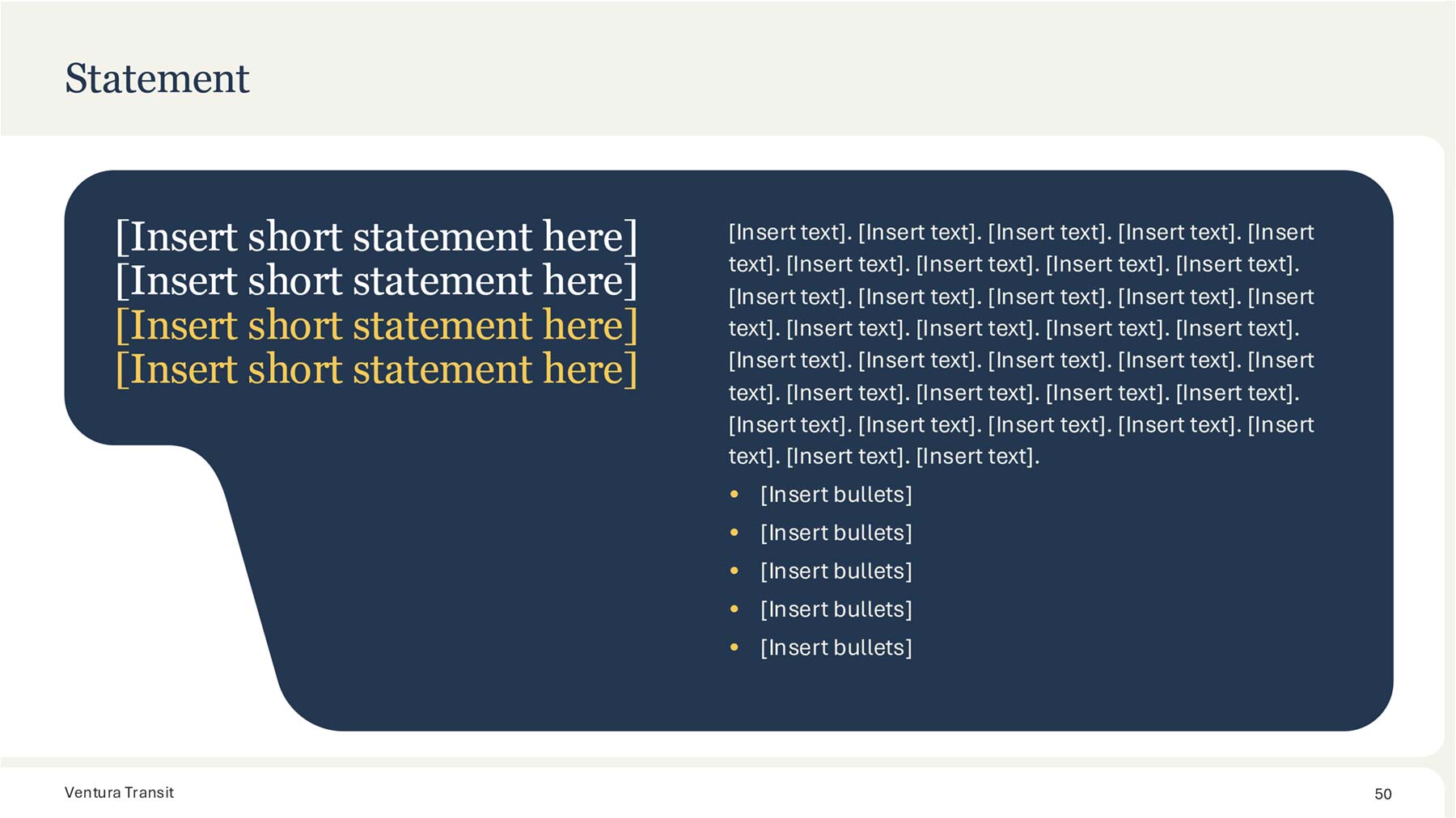 Ventura wide screen presentation template with brand graphic and wording