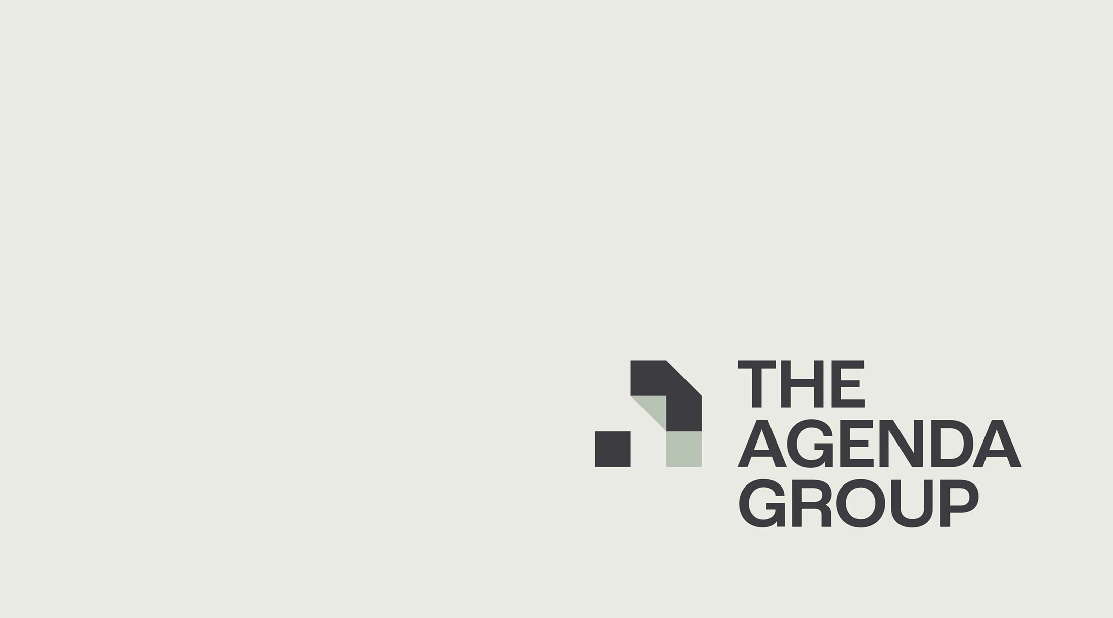 The Agenda Group logo in the bottom right on top of the brand cream colour