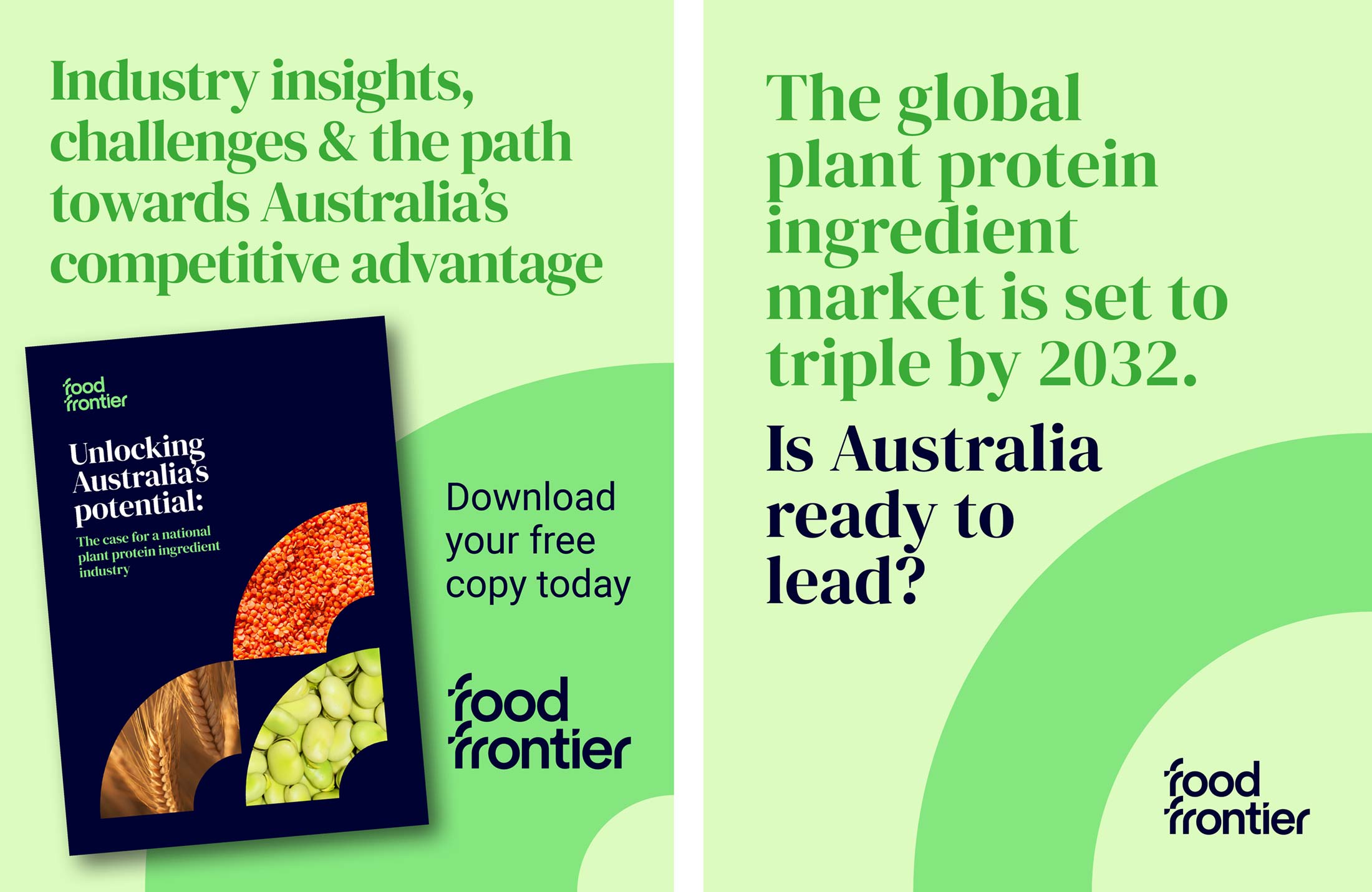 Food Frontier green background promotional social media tiles