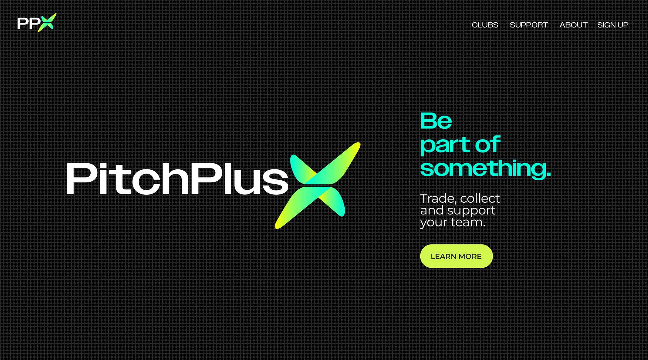 Pitch PlusX website layouts of the desktop homepage
