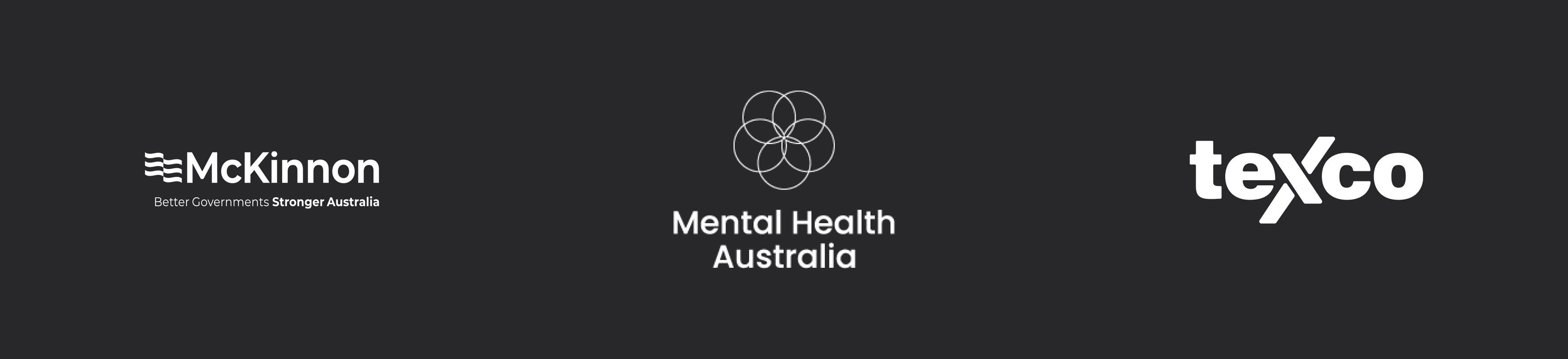 McKinnon, Mental Health Australia and Texco logos