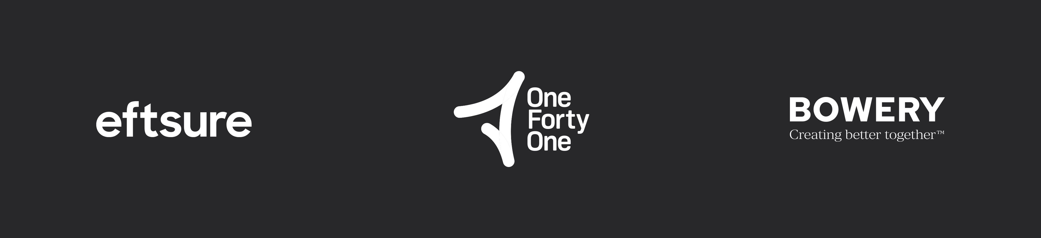 Eftsure, OneFortyOne, and Bowery logos
