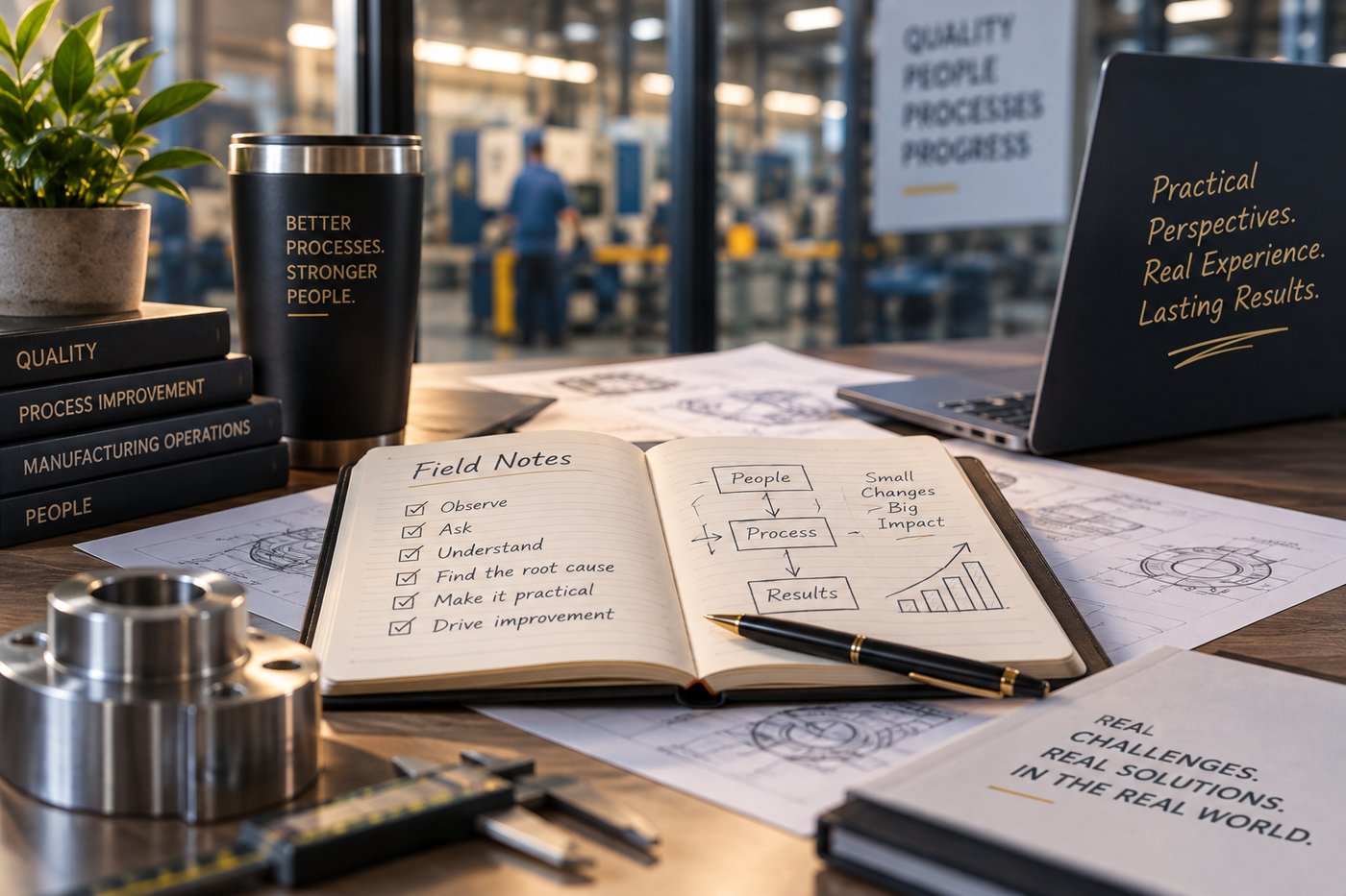 William's field notes and reference materials on quality and process improvement