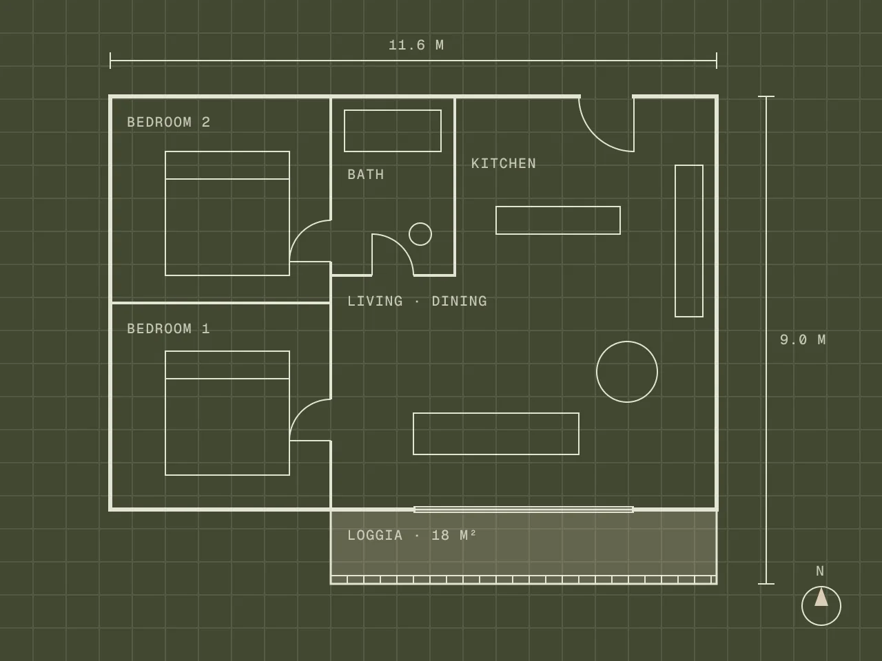 One-bedroom garden