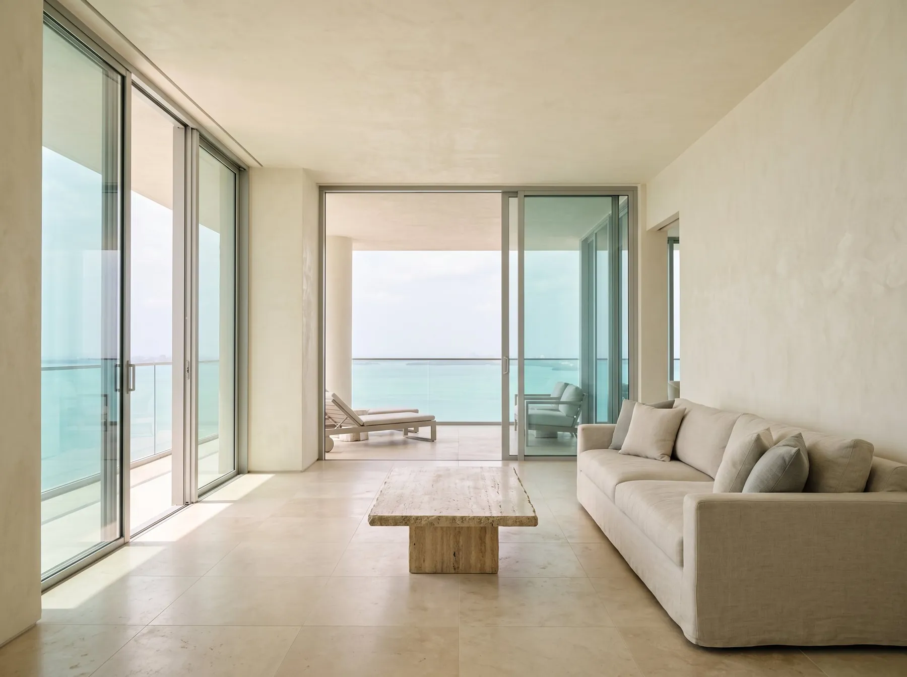 Bayline corner residence living room opening to the bay