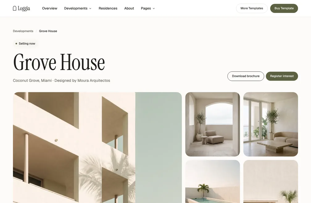 Development template page preview