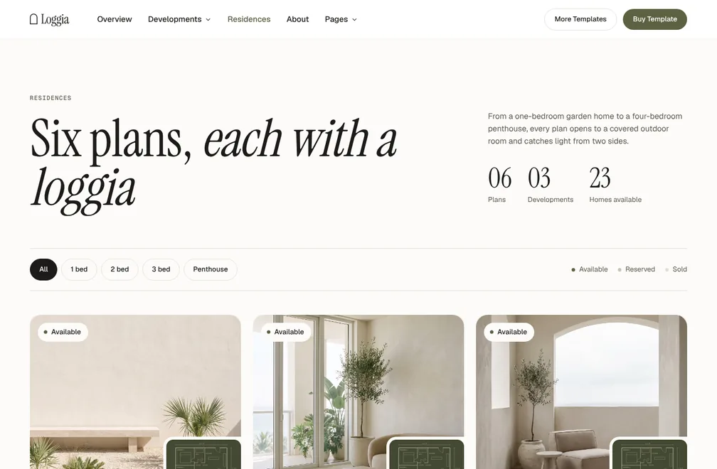 Residences page preview