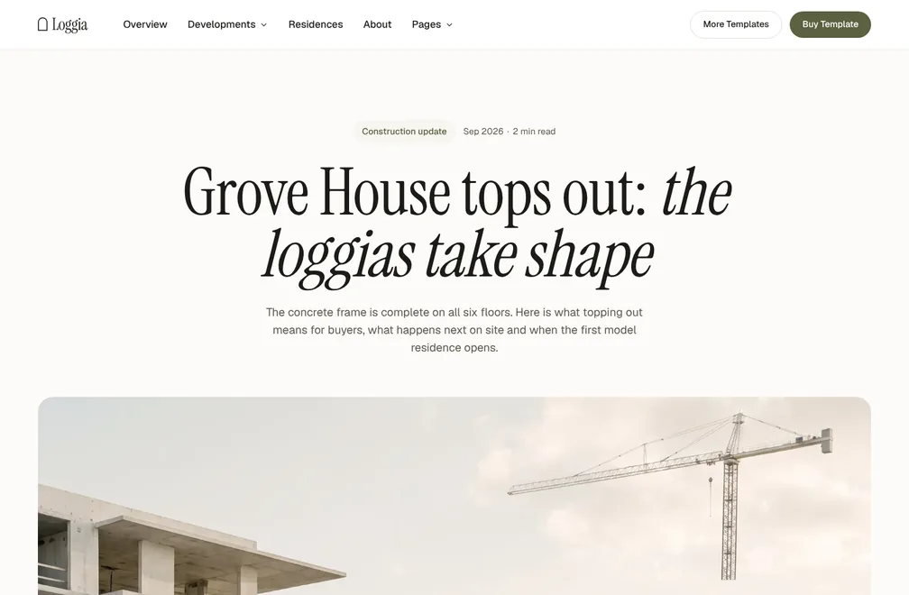 Article template page preview