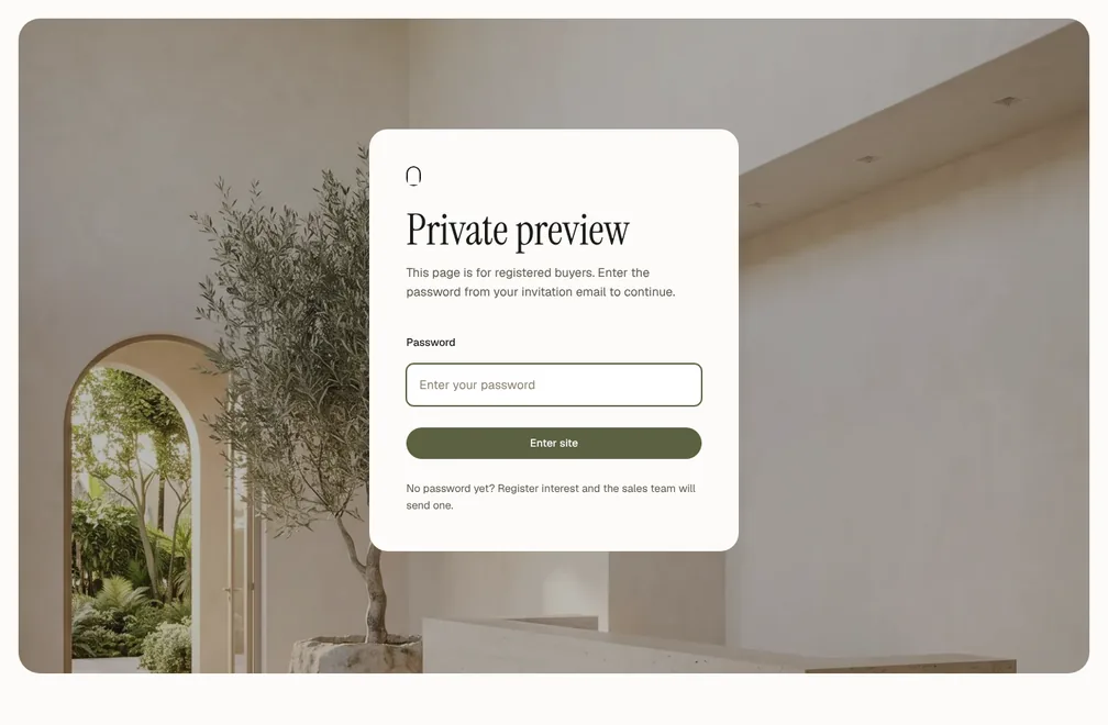 Password page preview