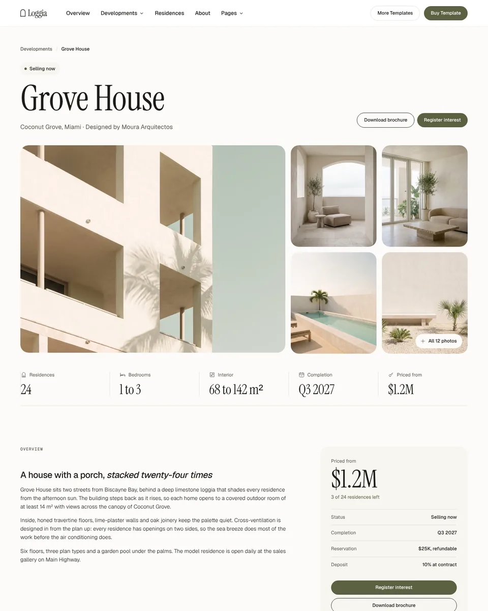 Loggia Development template page preview