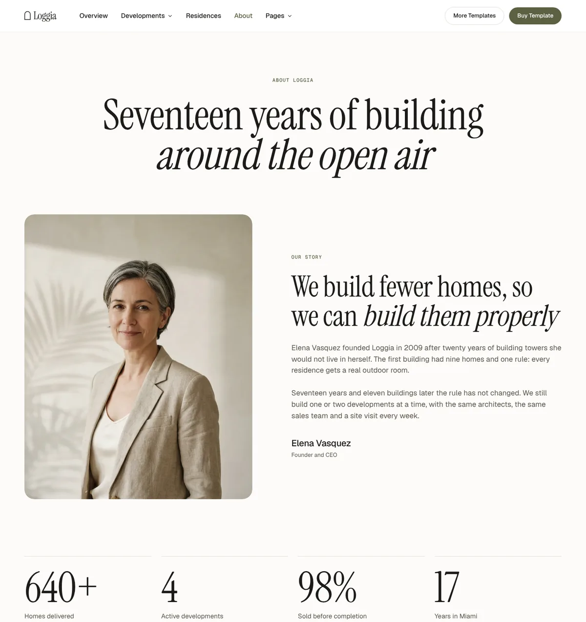 Loggia About page preview