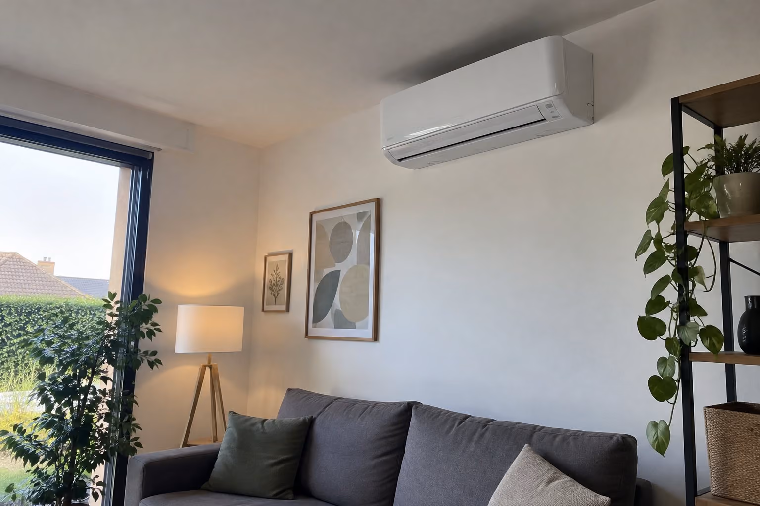 Unité intérieure de climatisation dans un salon