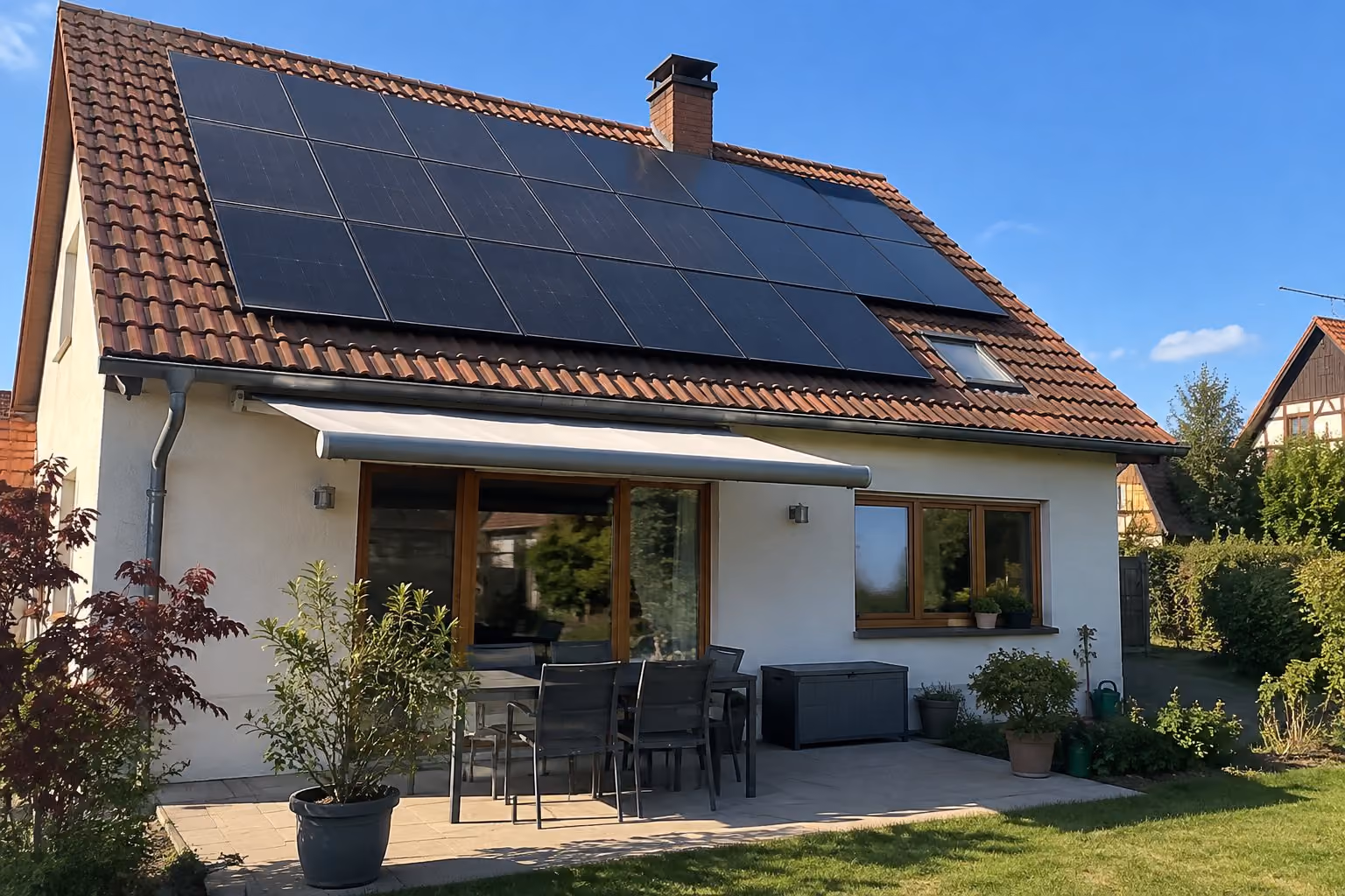 Maison équipée de panneaux photovoltaïques