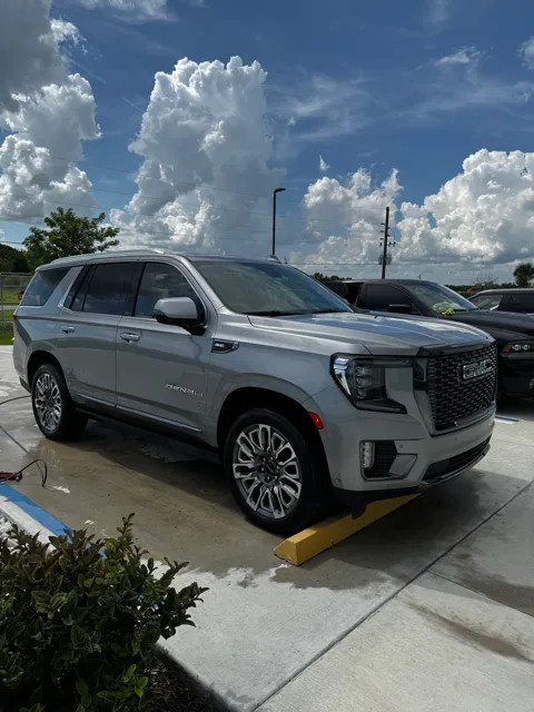 Silver GMC Yukon Denali after a detail