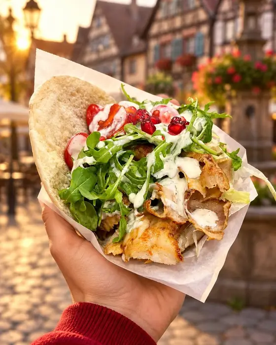 Kebab signature roquette et grenade sur la place