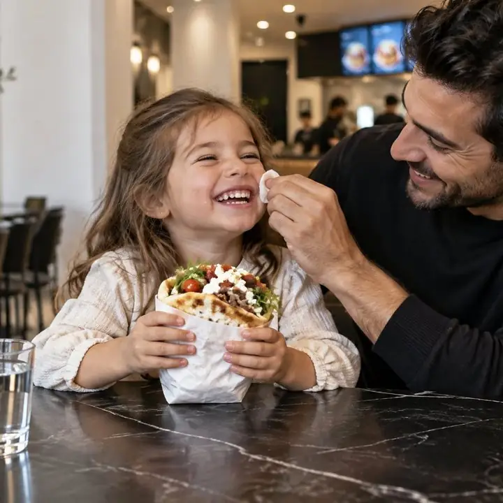 Une famille au comptoir