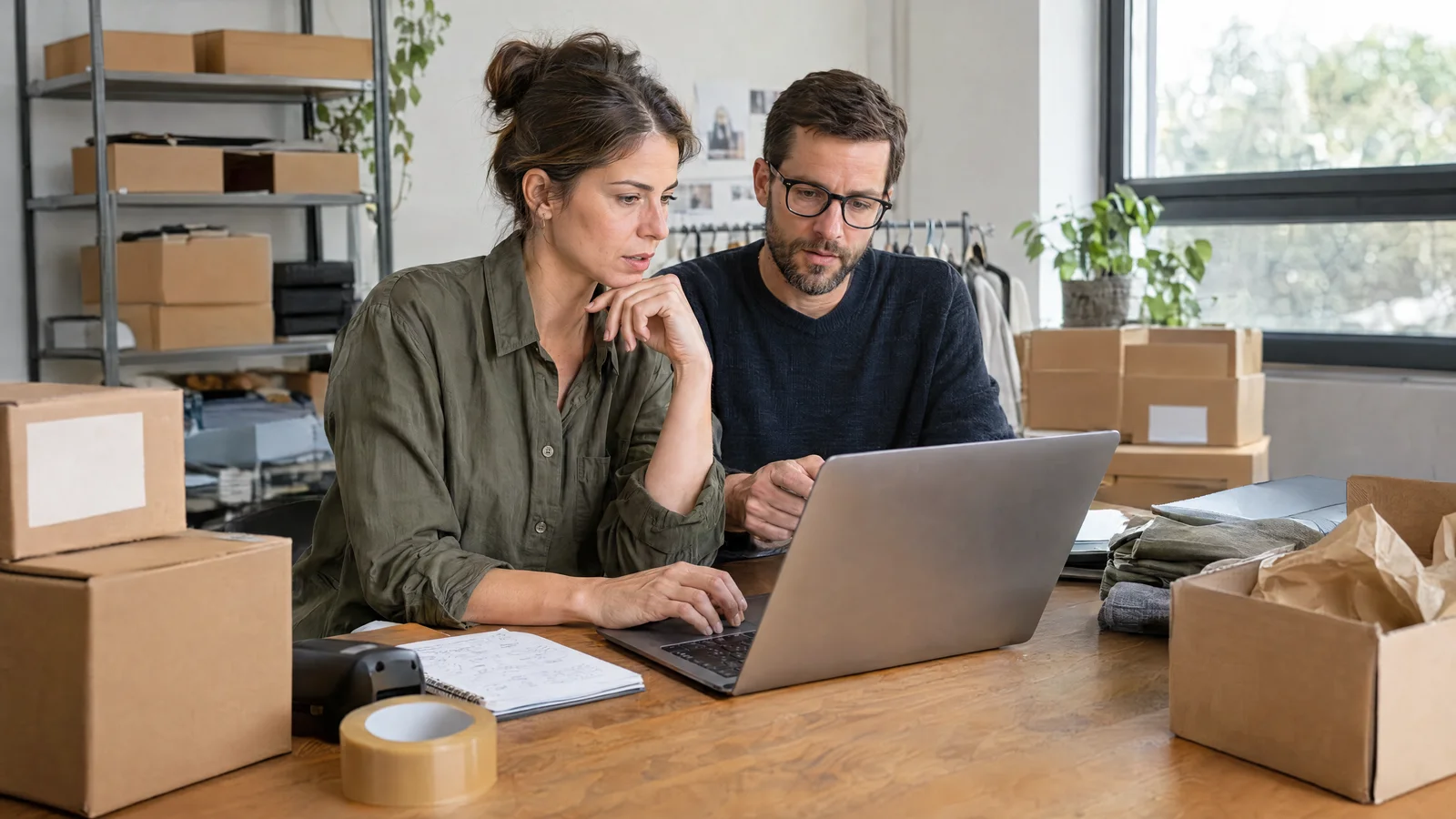 Onlinehandelsdaten werden neben dem Versandbereich aufbereitet.