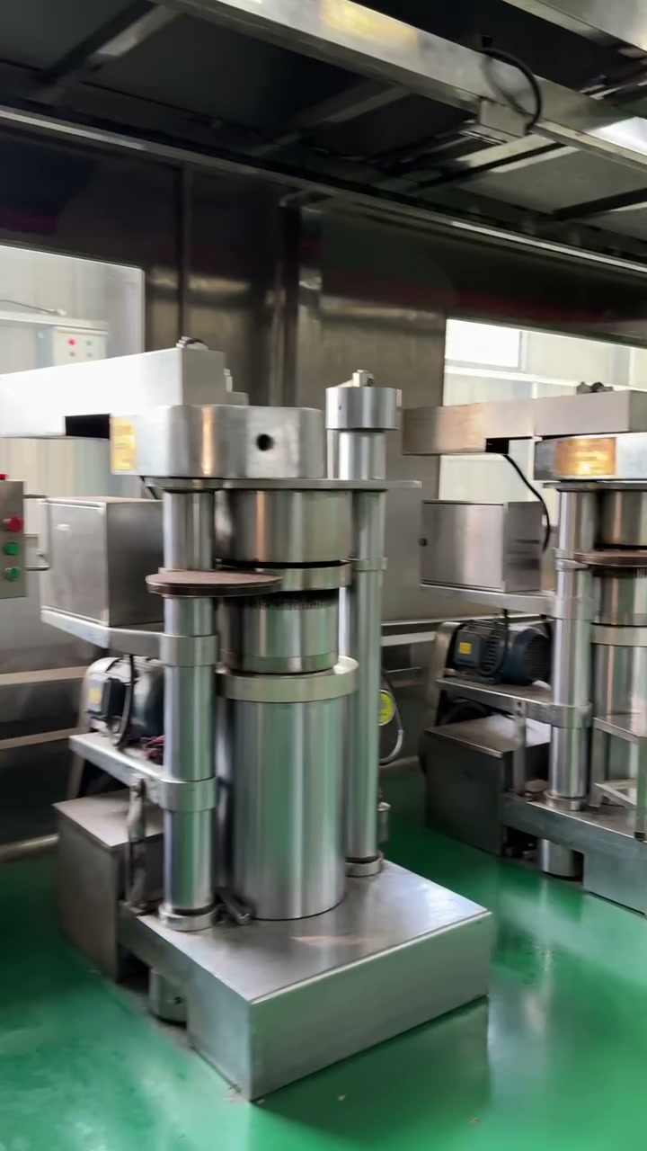 Line of oil presses in a clean production hall
