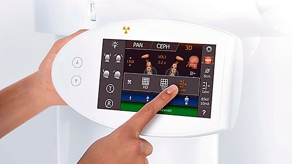 The CBCT scanner control panel
