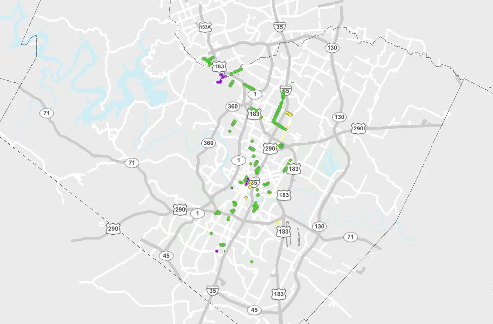 Austin sidewalk program project map