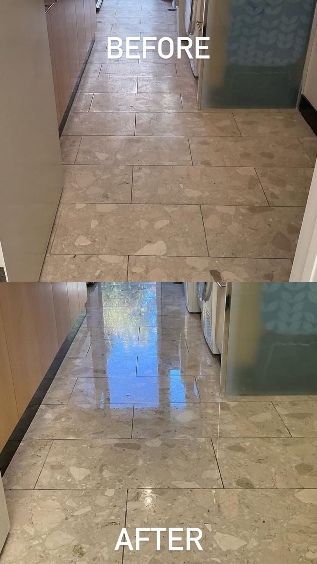 Before and after: tiled floor cleaned and sealed
