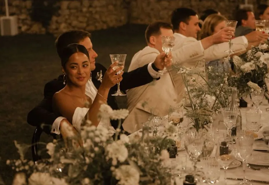 Candlelit wedding reception table