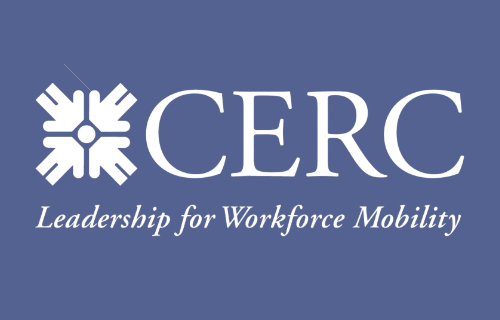 CERC logo with a stylized geometric symbol on the left and the text 'CERC Leadership for Workforce Mobility' on a blue background.