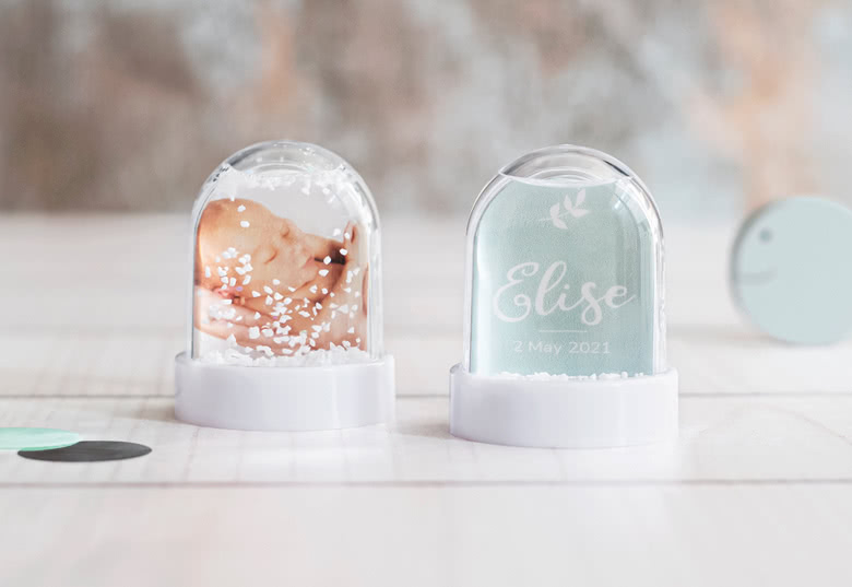Mini-Schneekugel personalisiert – 12 Stück