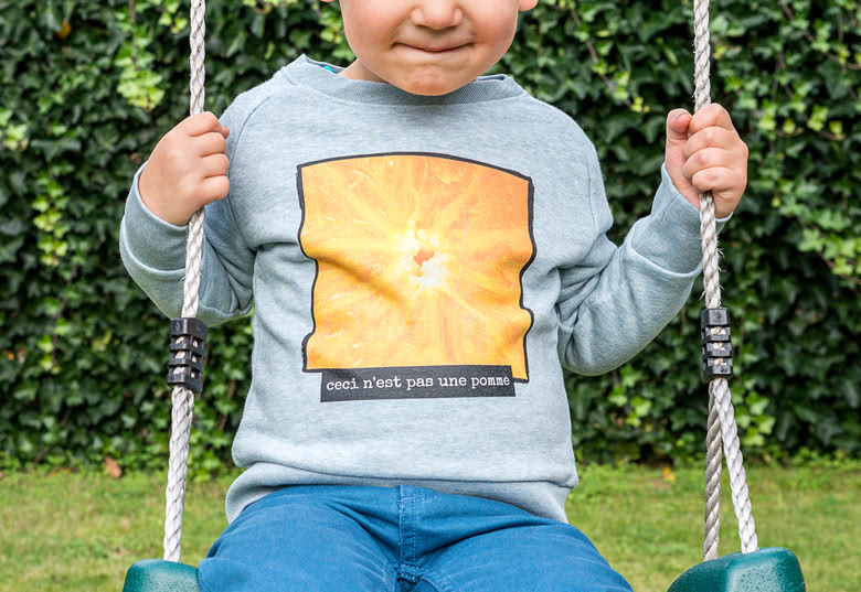 Kinder-Sweatshirt mit Foto – Blau meliert, 5–6 Jahre