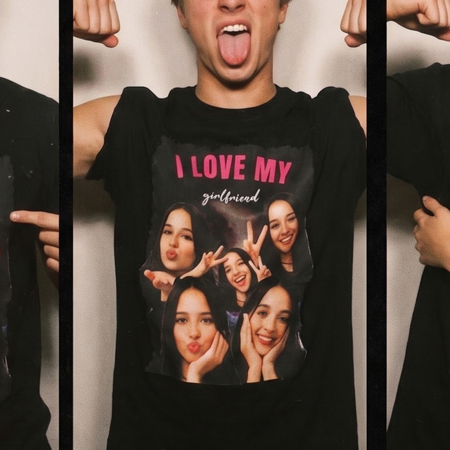 Bootleg T-Shirt mit Fotocollage – Vorderseite