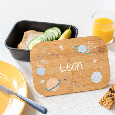 Lunchbox Schwarz mit Bambusdeckel