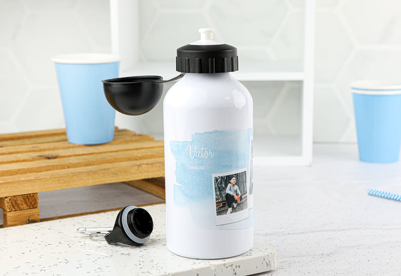 Sport-Trinkflasche mit Foto – 500 ml, Weiß