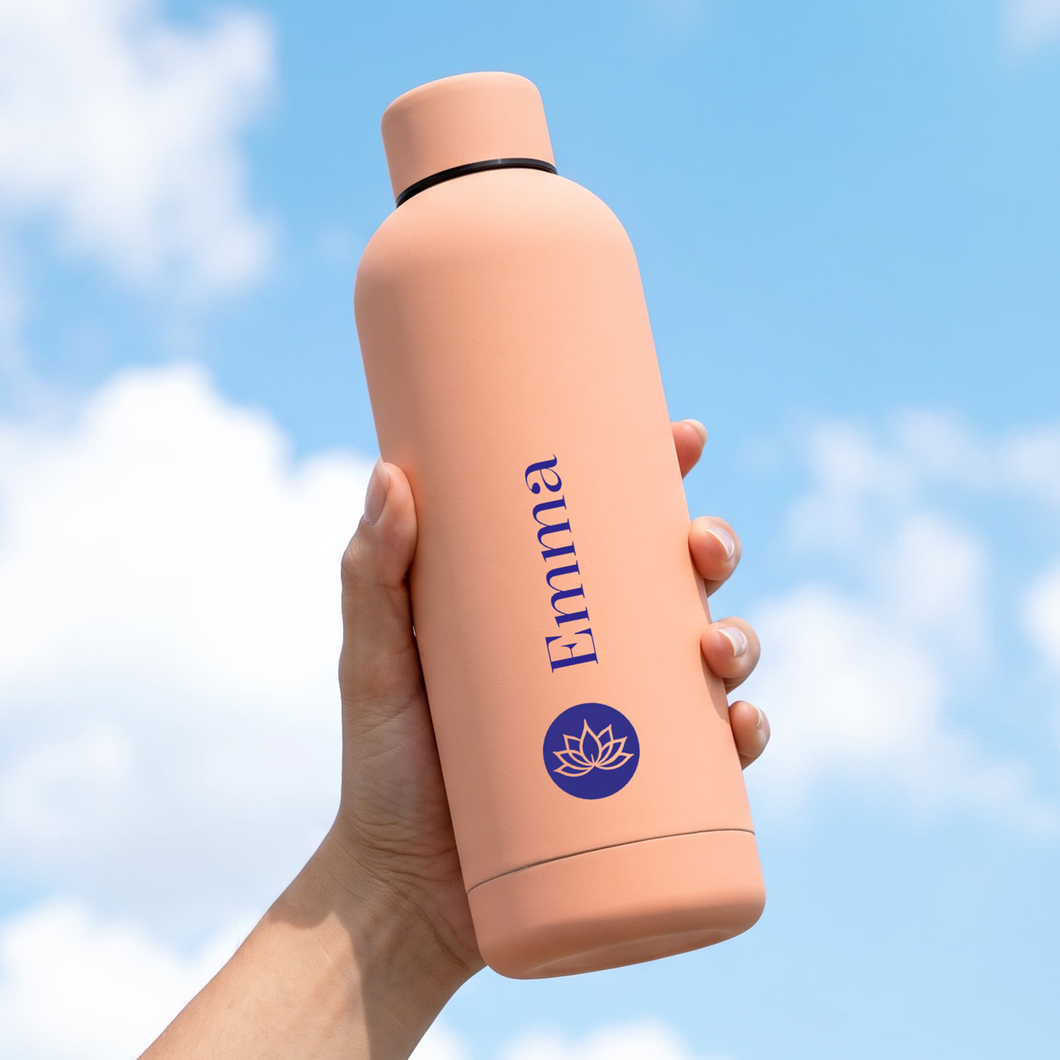Trinkflasche mit Namen – Pfirsich