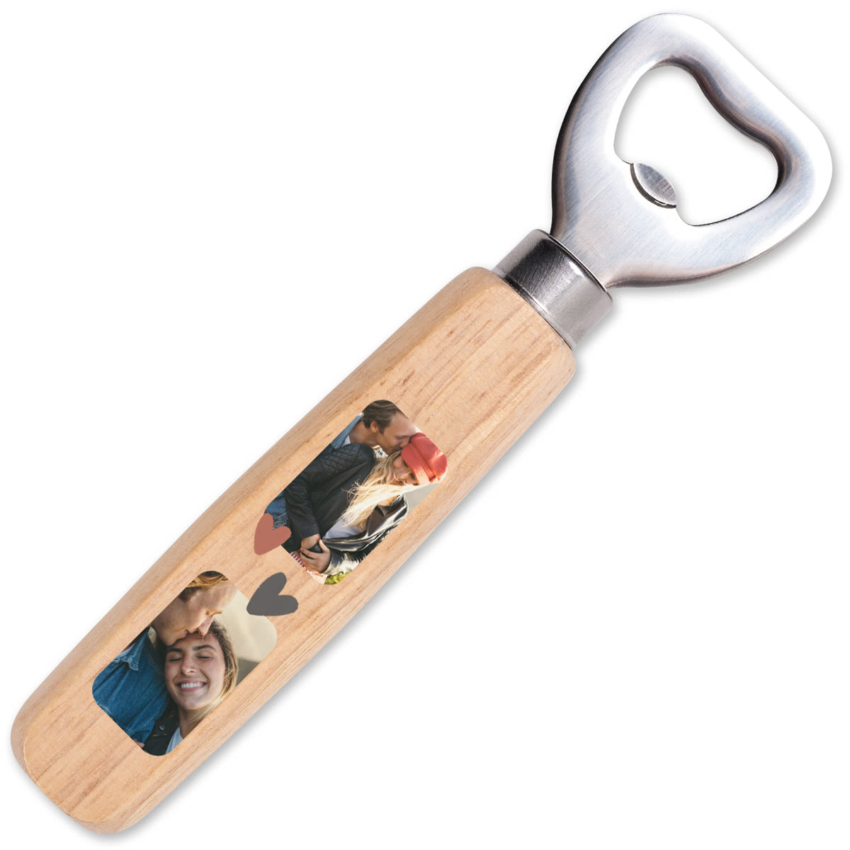Flaschenöffner mit Holzgriff und Druck
