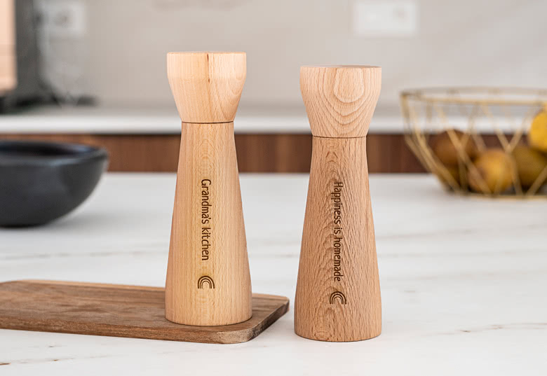 Gewürzmühlen-Set mit Gravur – Pfeffer & Salz, 2 Stück