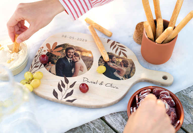 Holz-Servierbrett mit Foto – oval