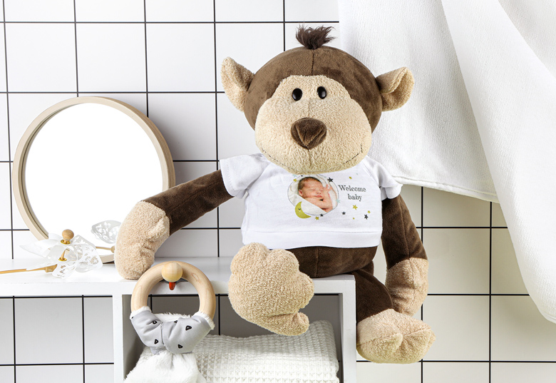 Kuscheltier Affe mit Foto-Shirt
