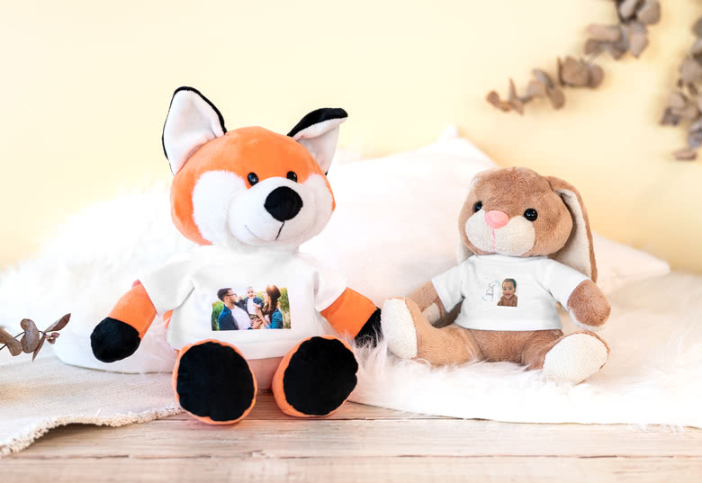 Kuscheltier Hase mit Foto-Shirt