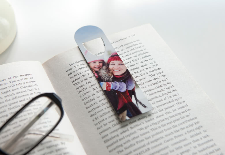 Lesezeichen aus Metall mit Foto