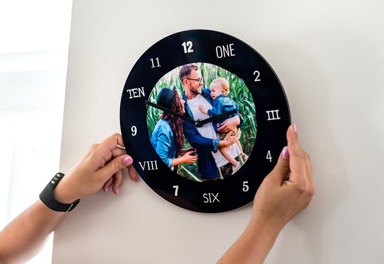 Wanduhr rund groß mit Foto