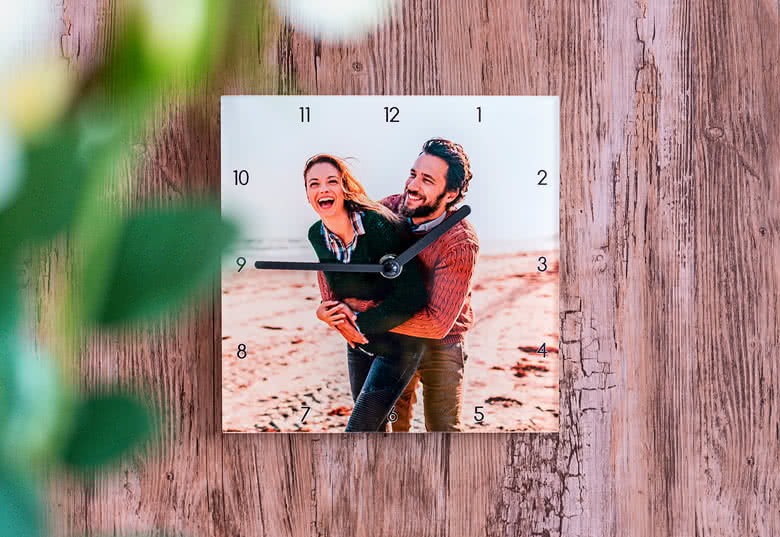 Acrylglas-Uhr quadratisch mit Foto