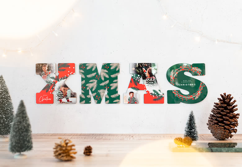 Deko-Buchstaben XMAS mit Fotos