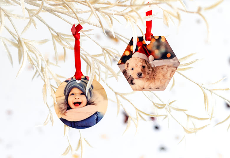 Weihnachtsdeko aus Holz Kreis, 4 Stück