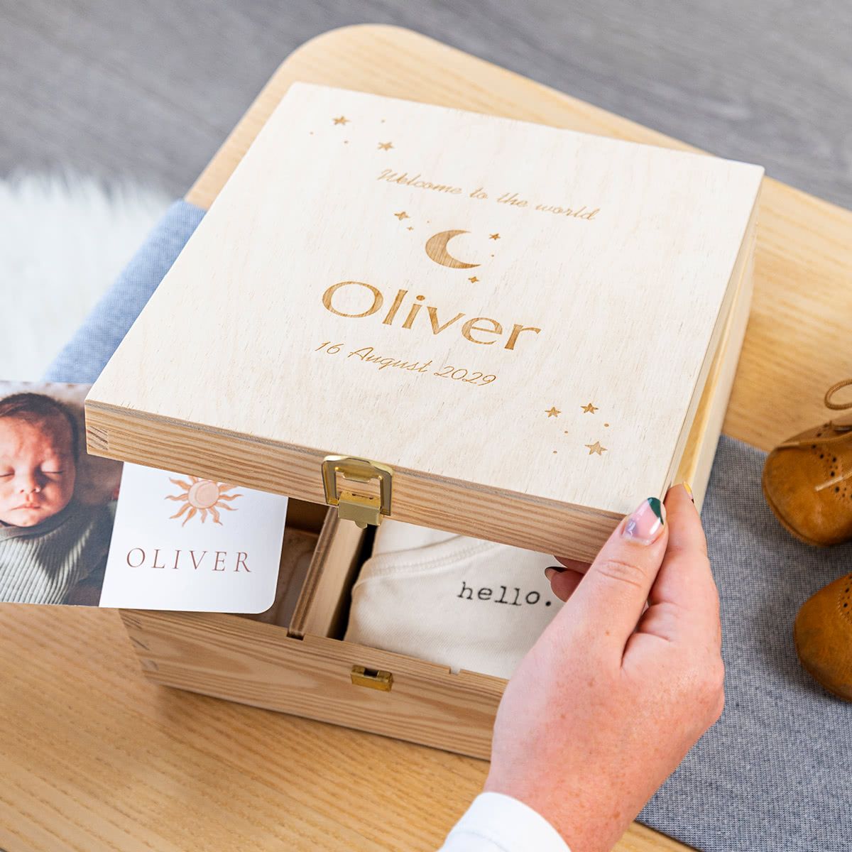 Erinnerungsbox aus Holz mit Gravur