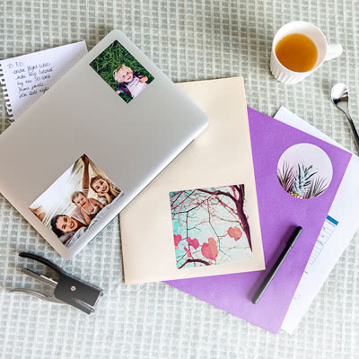 Foto-Sticker quadratisch 12 cm – 6 Stück