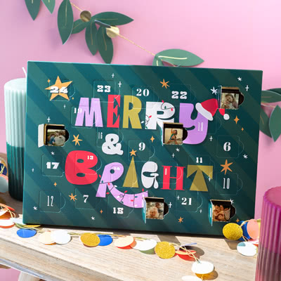 Schoko-Adventskalender mit Foto-Pralinen – Winter Comic