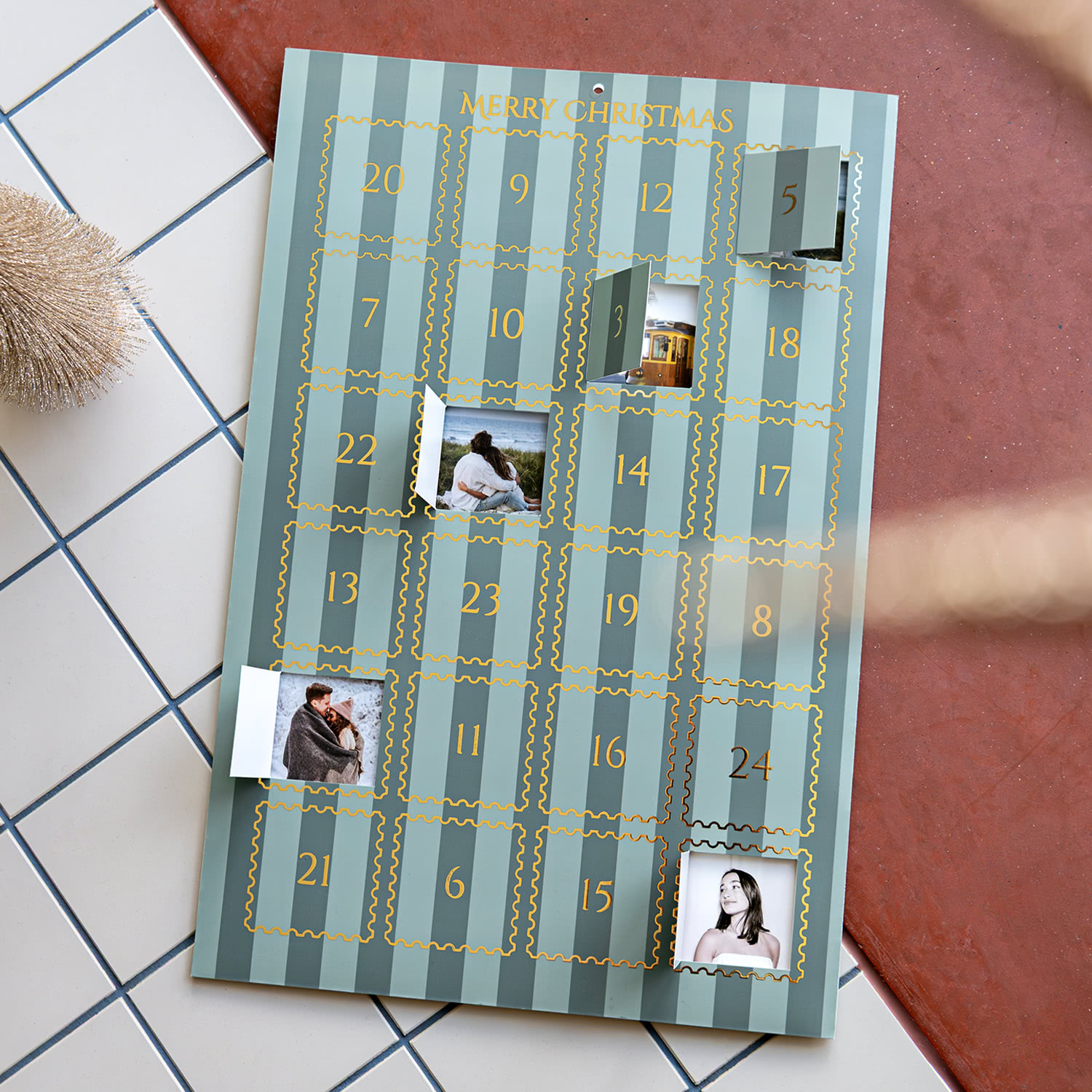 Foto-Adventskalender mit Goldfolie